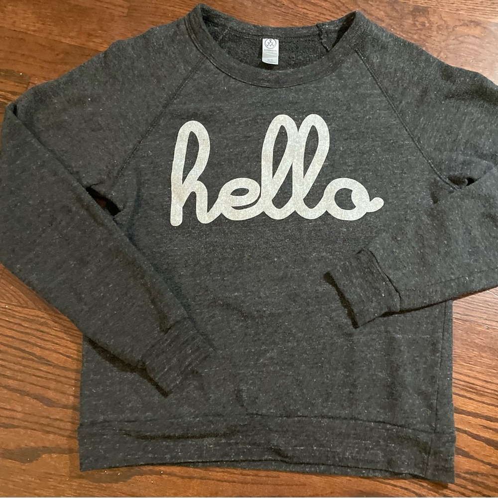 Hello apparel sweatshirt 
Charcoal grey wrap jacket
XS